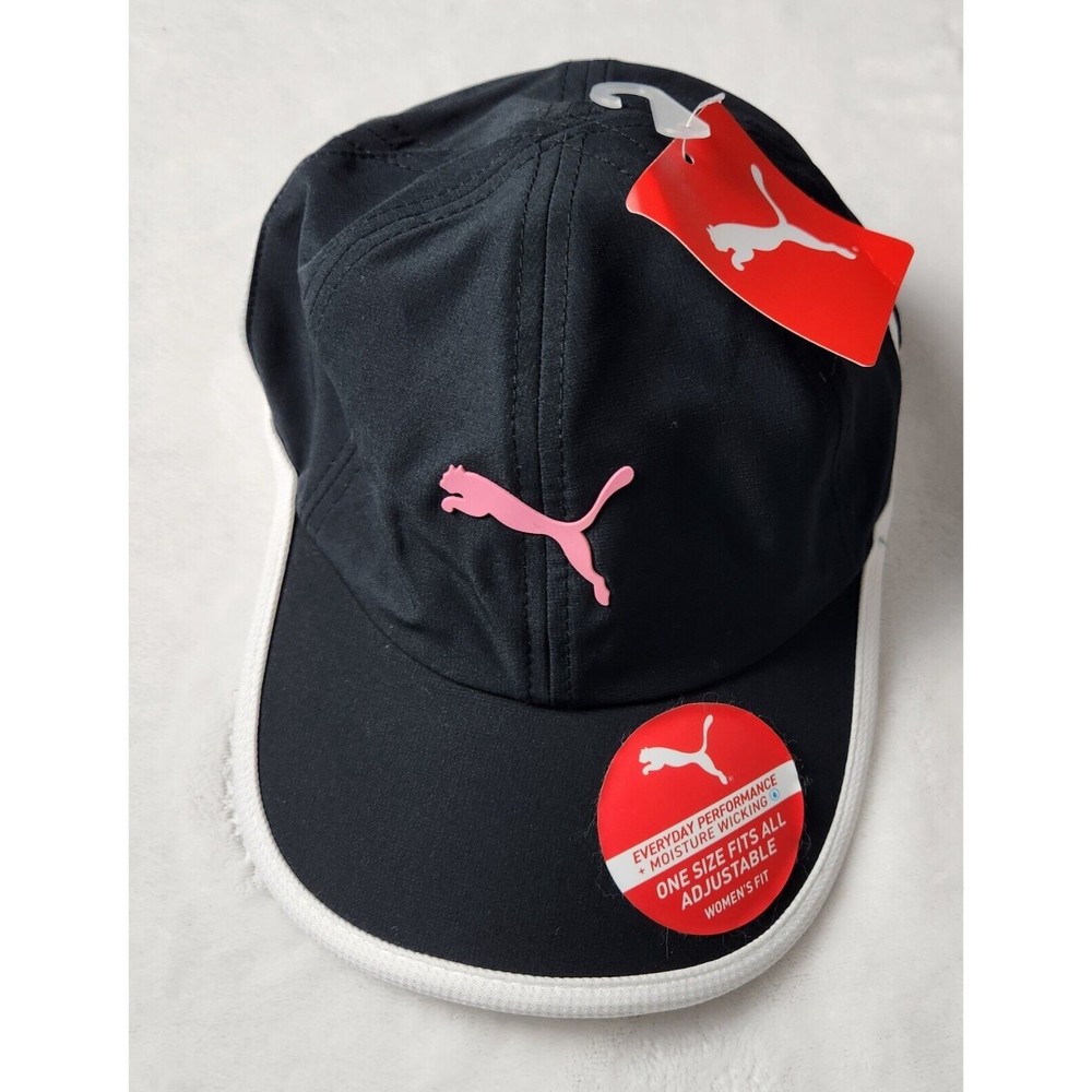 Puma Womens Black Logo Adjustable Moisture Wicking Hat Cap